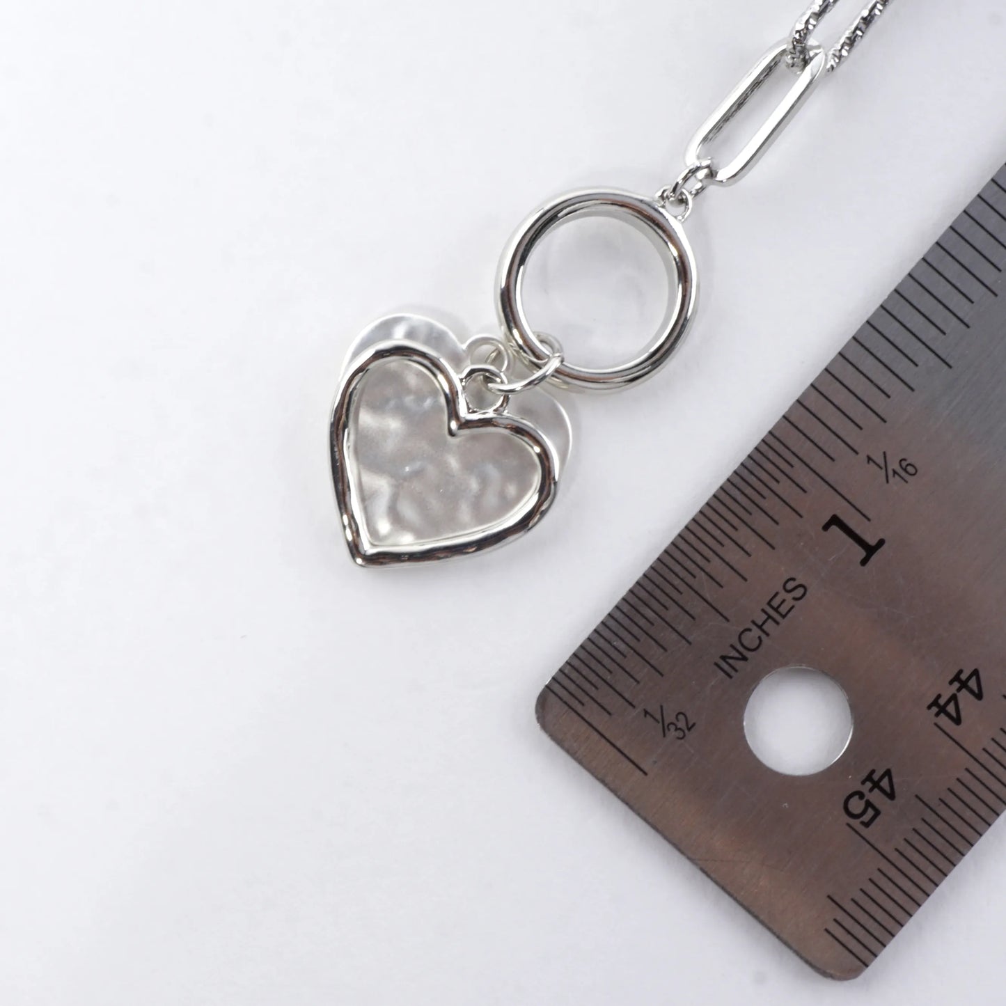 Hammered Heart Cluster Charm Toggle Bracelet