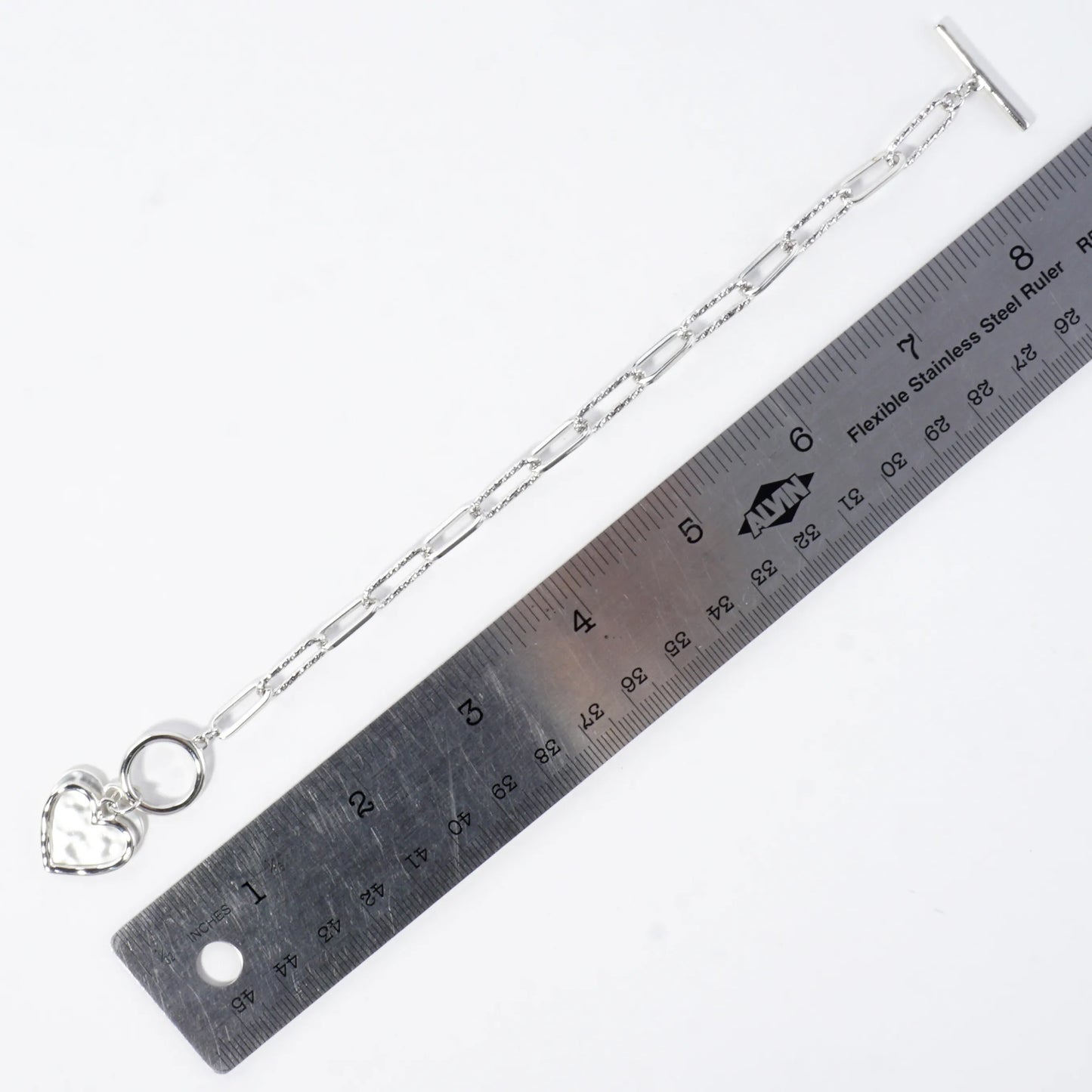 Hammered Heart Cluster Charm Toggle Bracelet