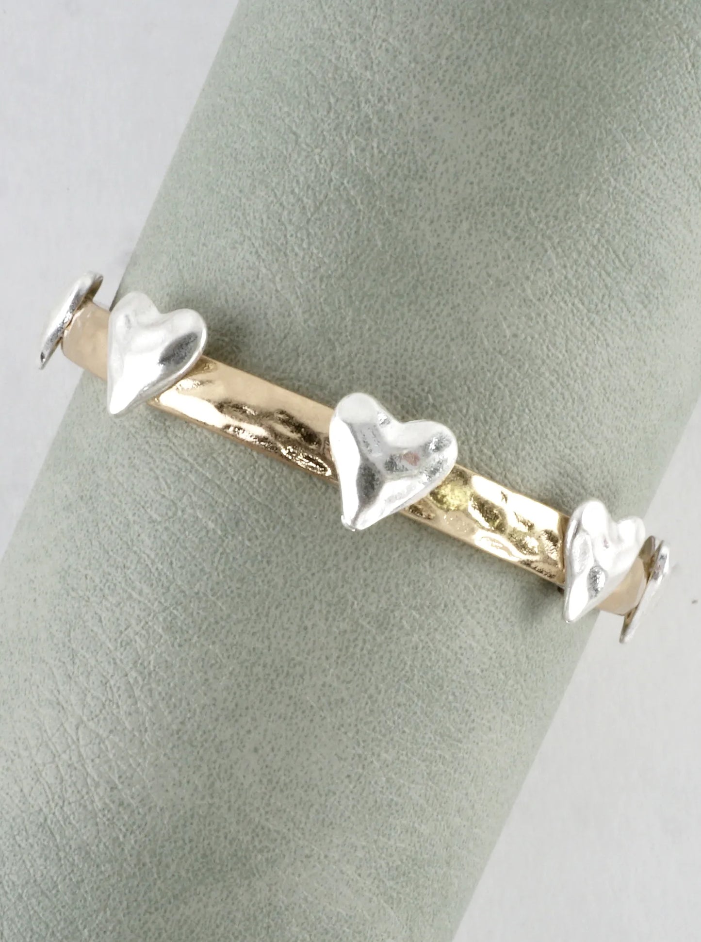 Hammered Heart Stretch Bangle Bracelet