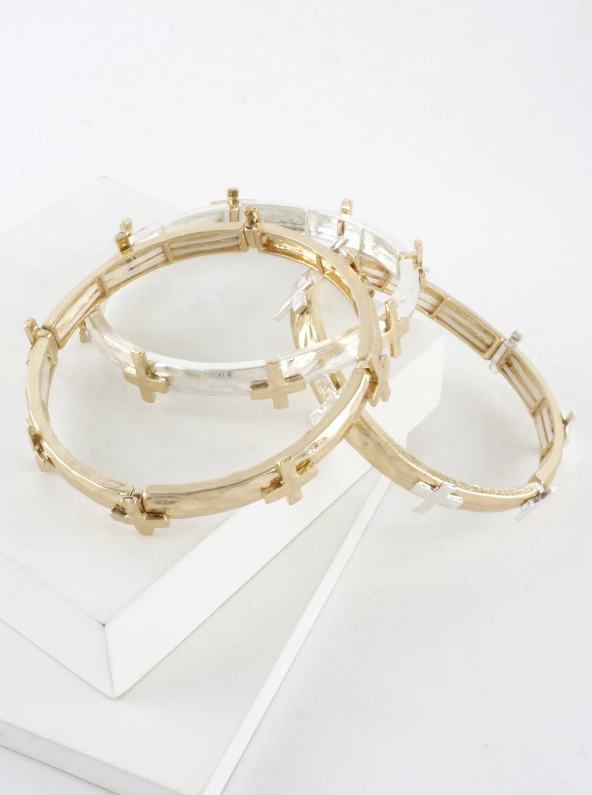 Hammered Heart Stretch Bangle Bracelet