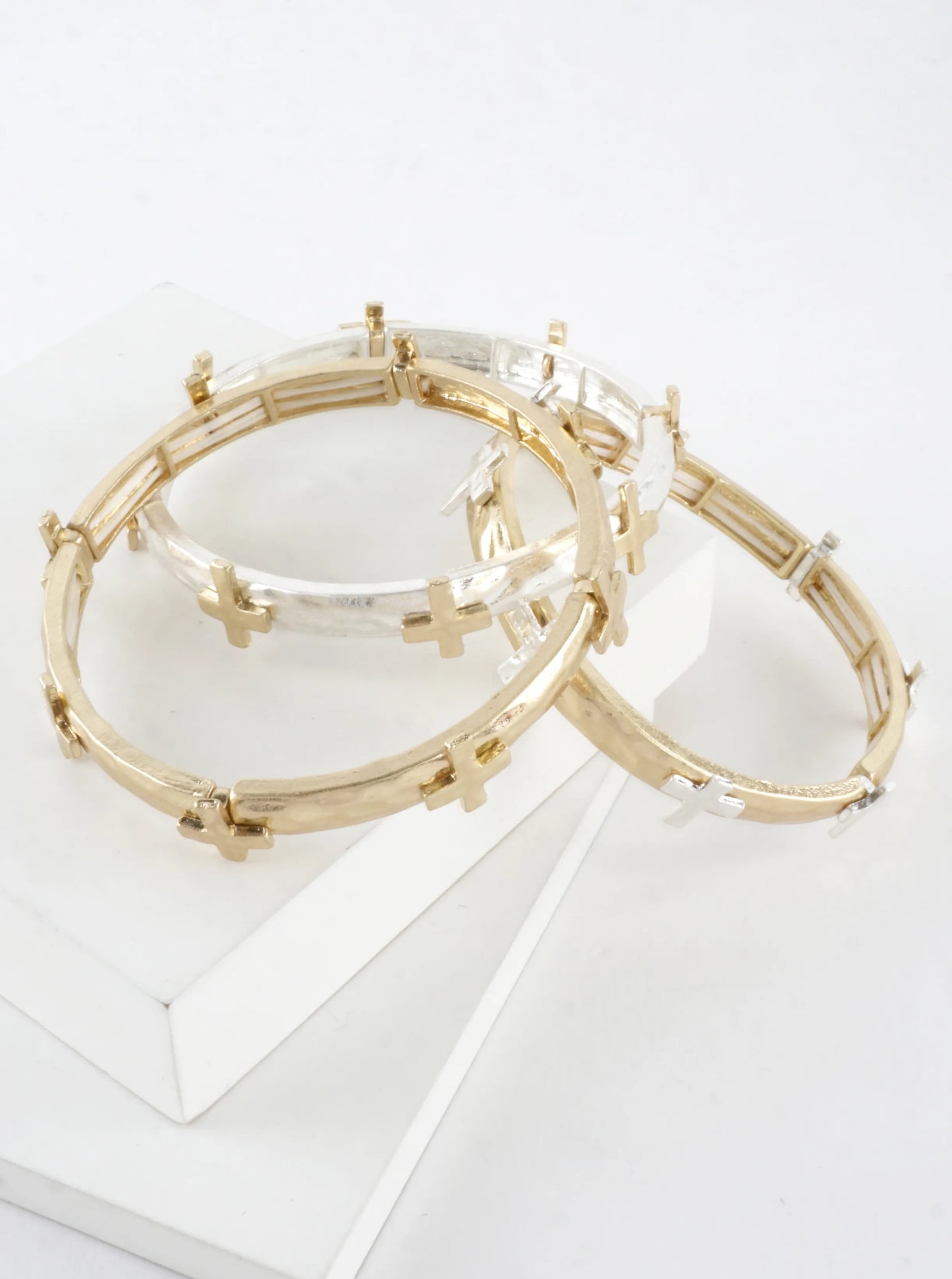 Hammered Heart Stretch Bangle Bracelet