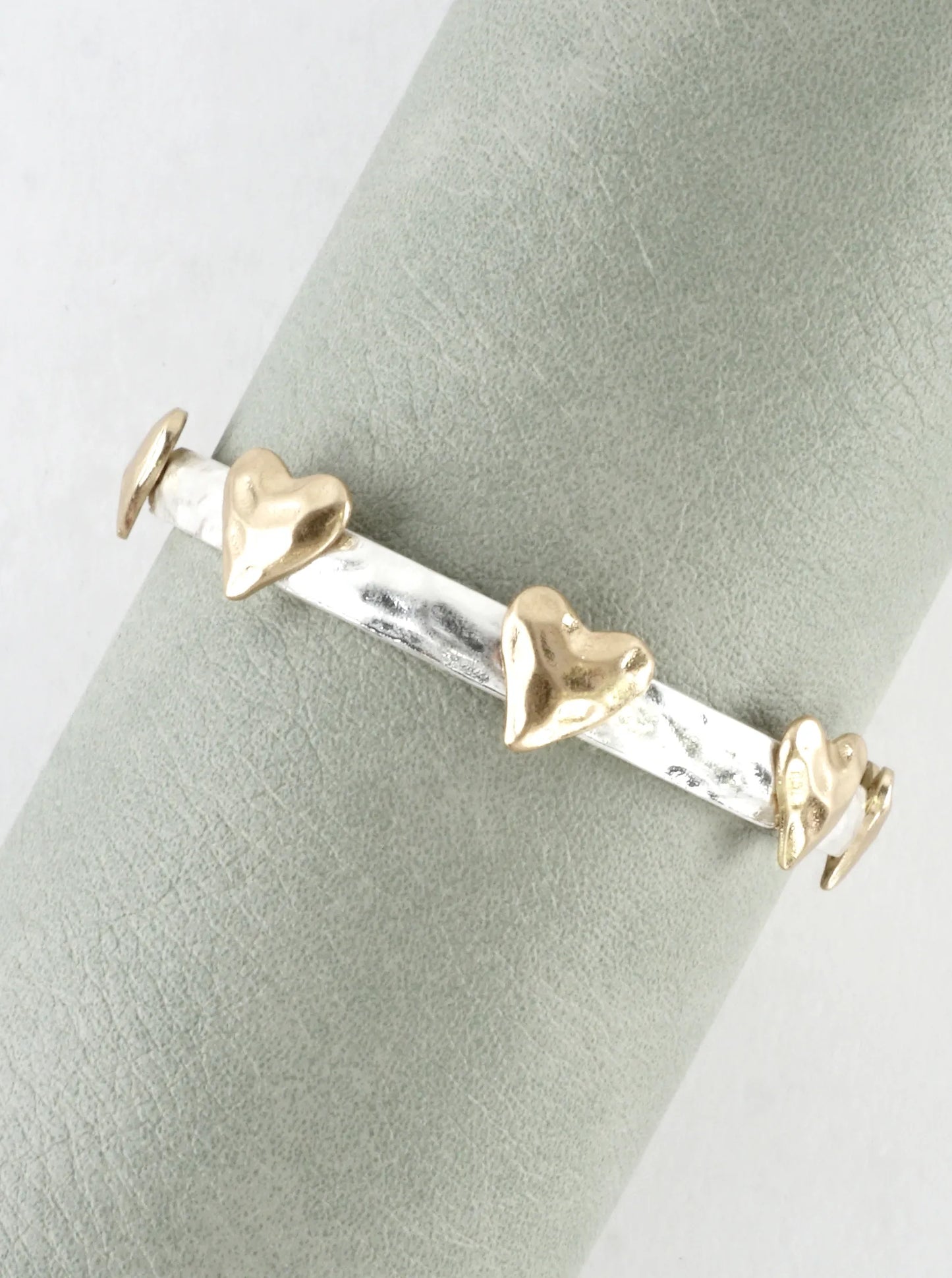Hammered Heart Stretch Bangle Bracelet