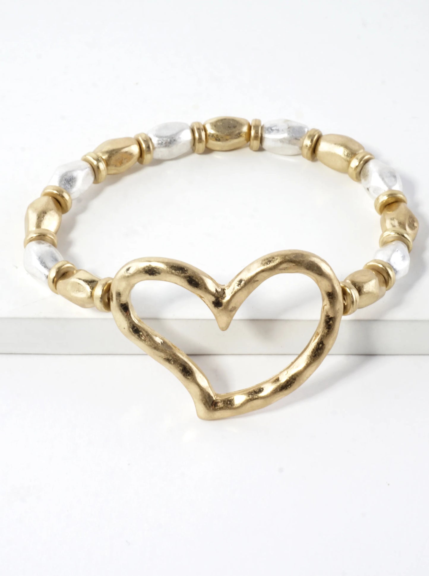 Hammered Heart Stretch Bracelet