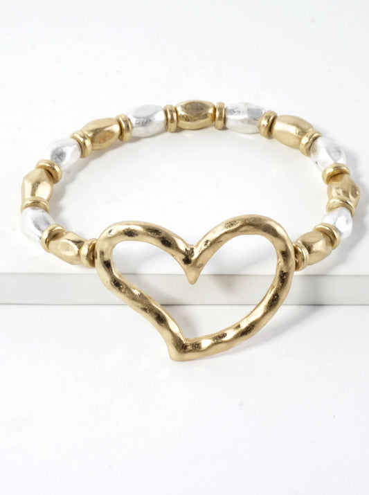 Hammered Heart Stretch Bracelet