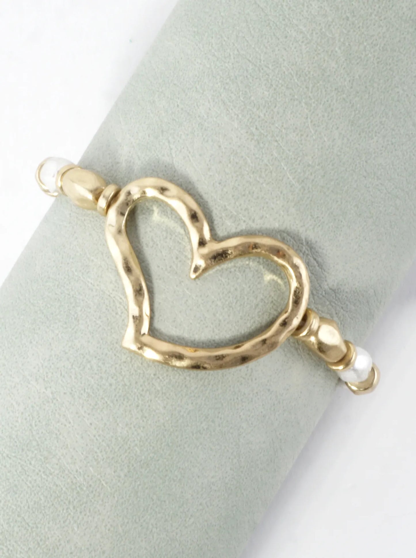 Hammered Heart Stretch Bracelet