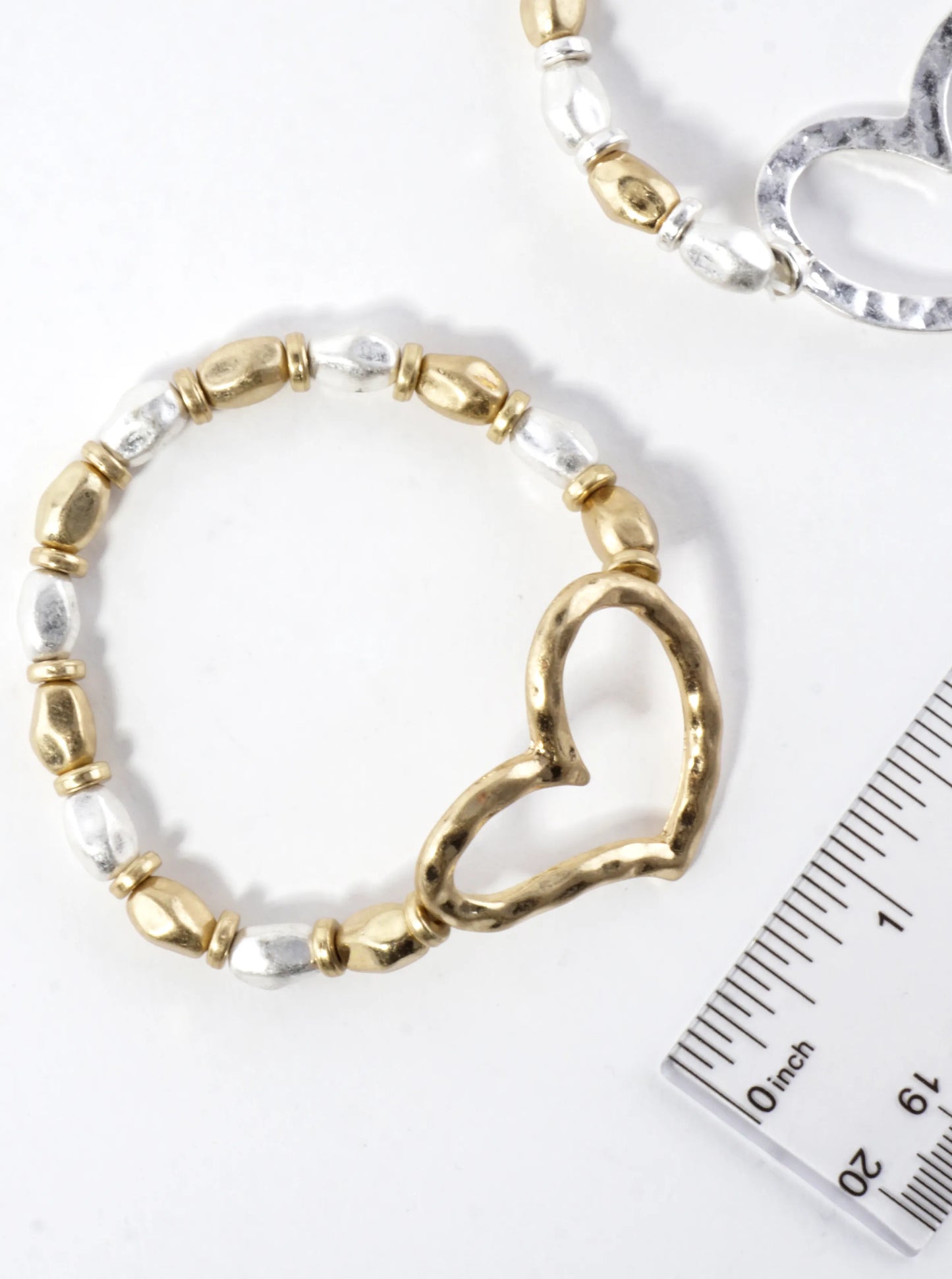 Hammered Heart Stretch Bracelet
