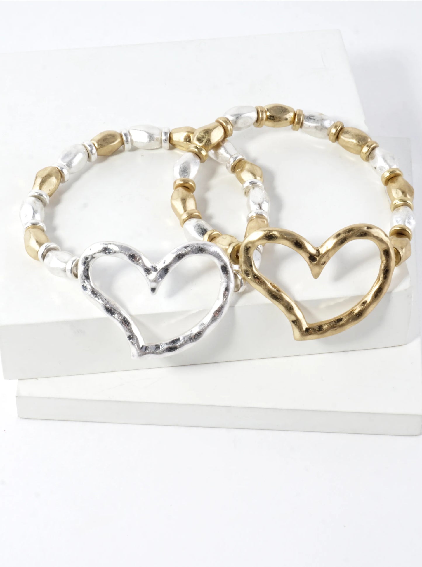 Hammered Heart Stretch Bracelet