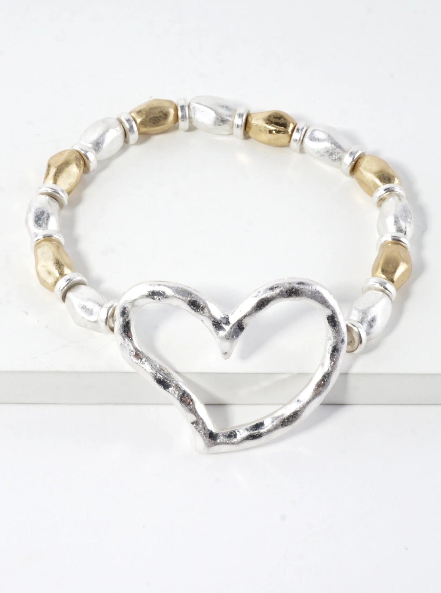Hammered Heart Stretch Bracelet