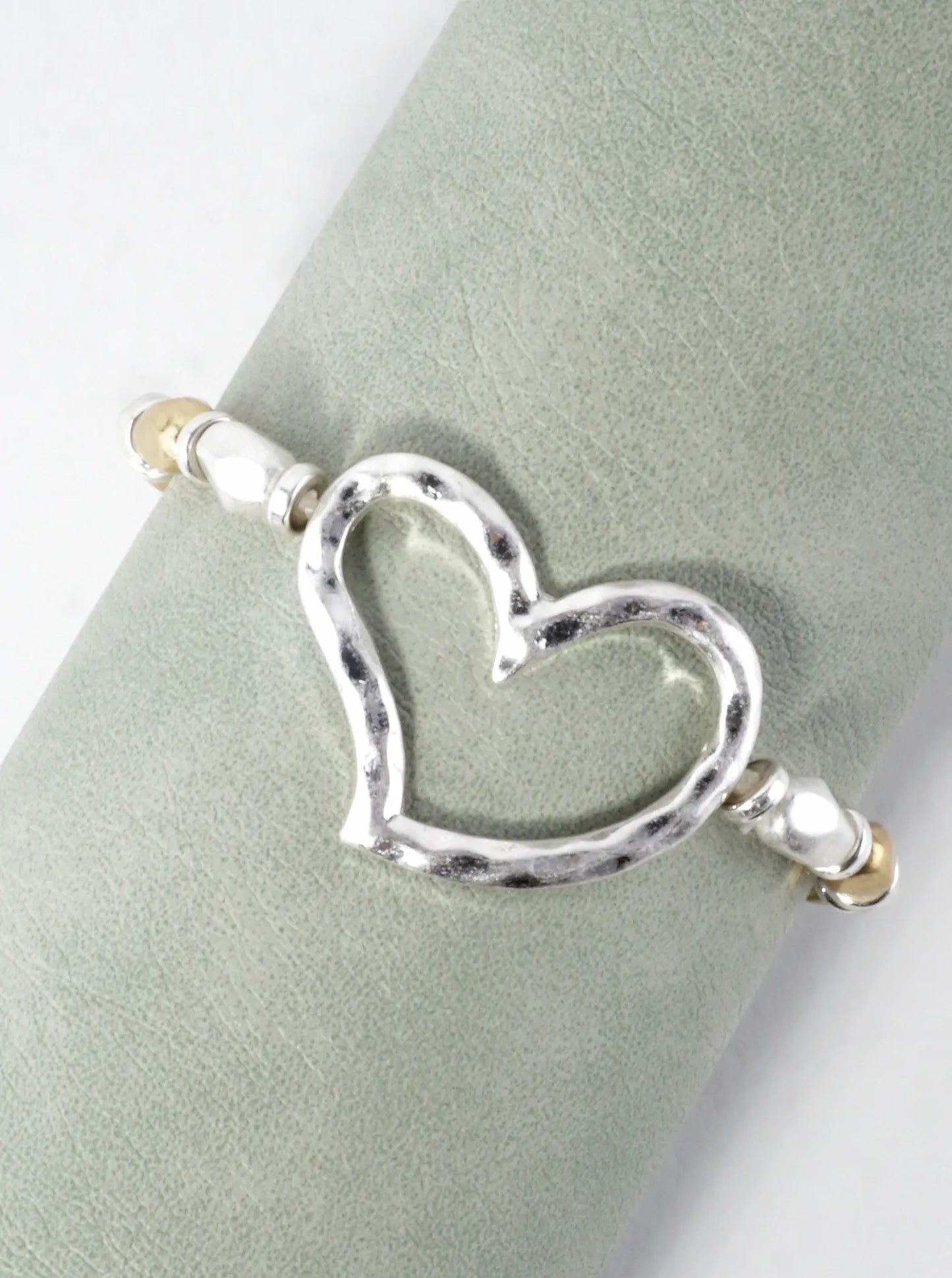 Hammered Heart Stretch Bracelet