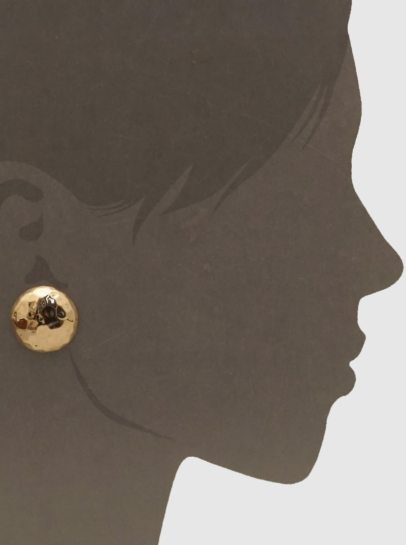 Hammered Hemisphere Polished Metal Post Stud Earrings