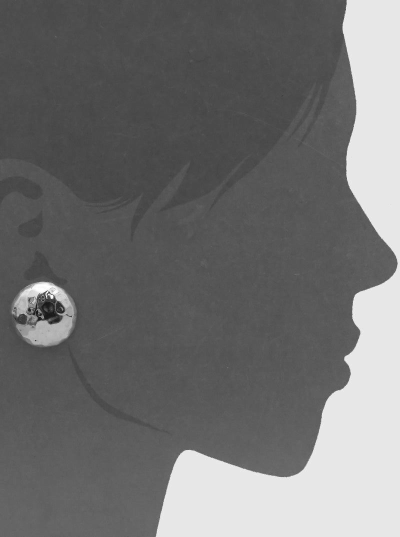 Hammered Hemisphere Polished Metal Post Stud Earrings