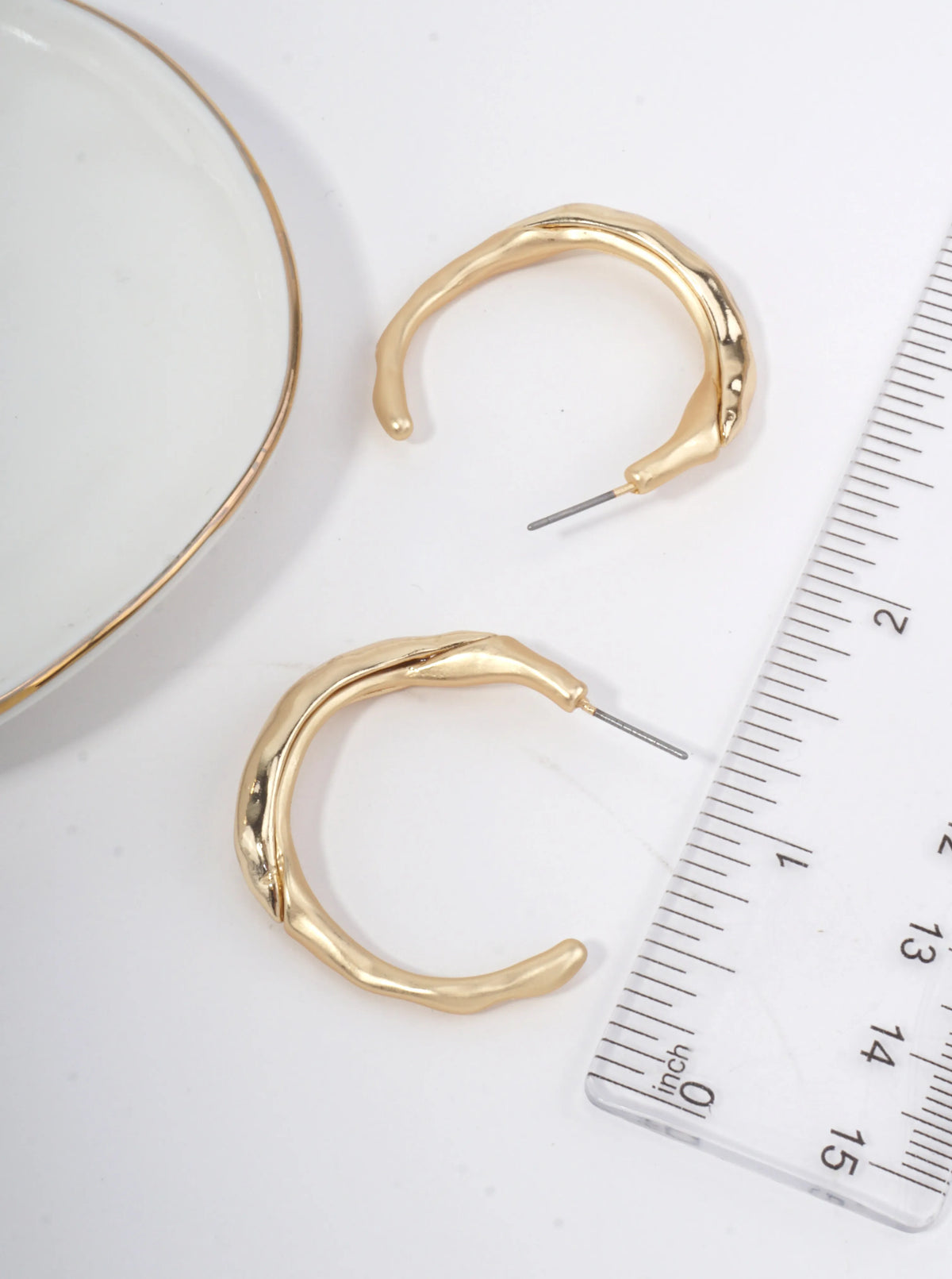 Hammered Hoop Stud Earrings