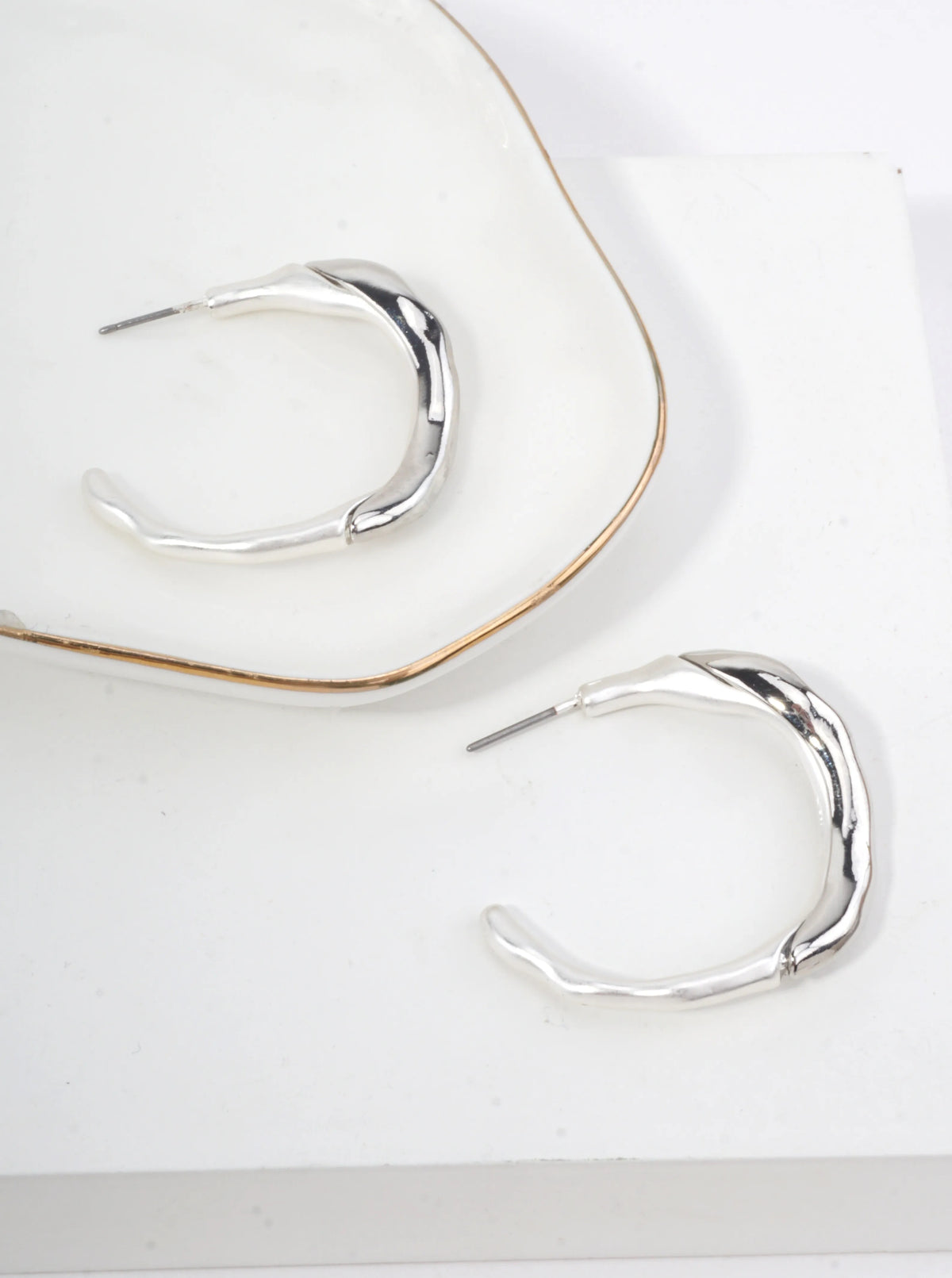 Hammered Hoop Stud Earrings