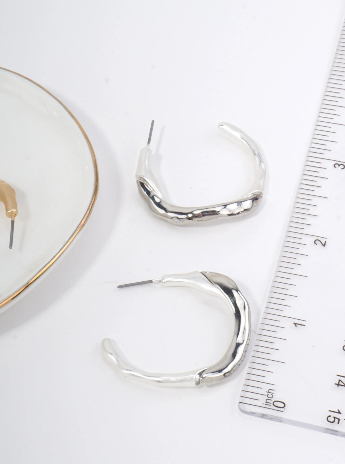 Hammered Hoop Stud Earrings