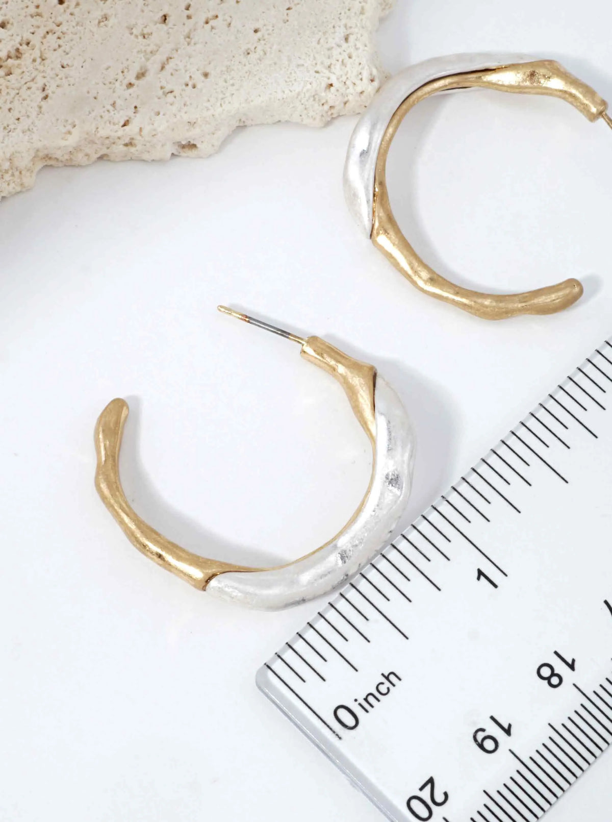 Hammered Hoop Stud Earrings