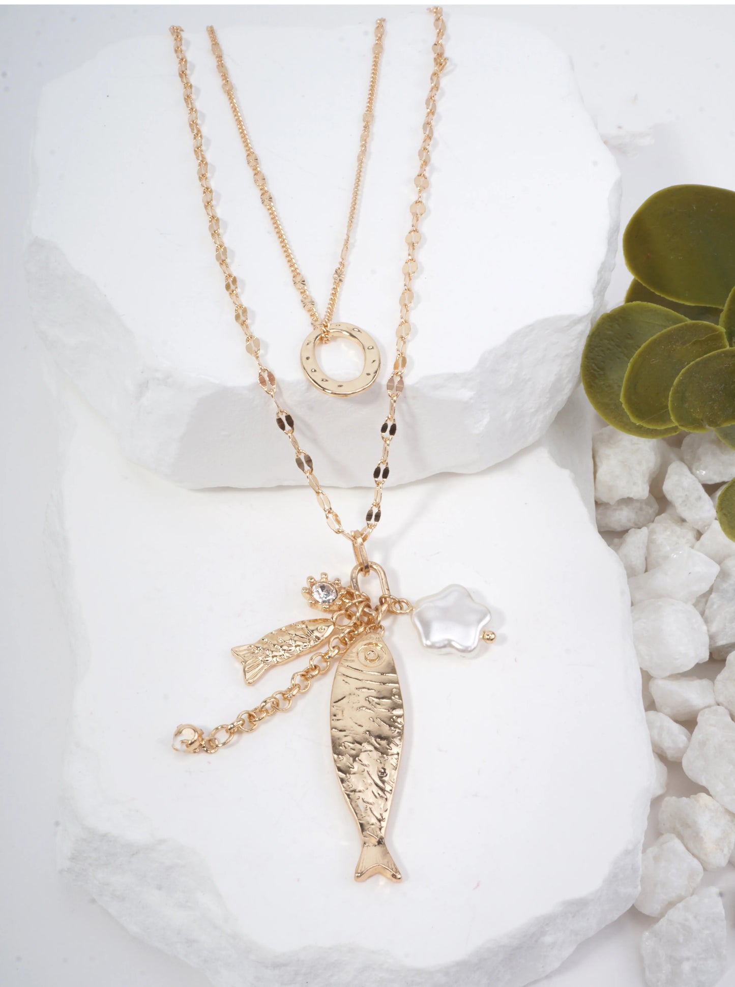 Hammered Layered Sea Life Necklace