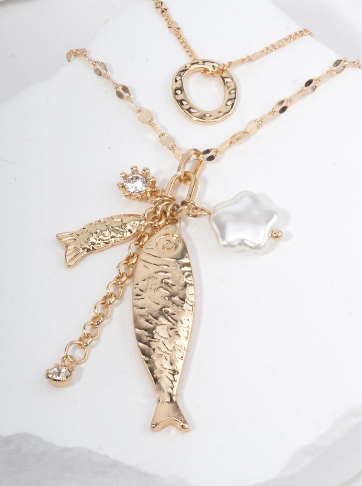 Hammered Layered Sea Life Necklace