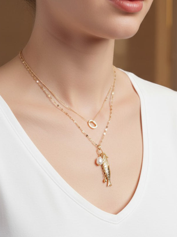 Hammered Layered Sea Life Necklace