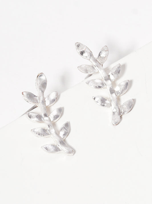 Hammered Leaf Metal Post Stud Earrings
