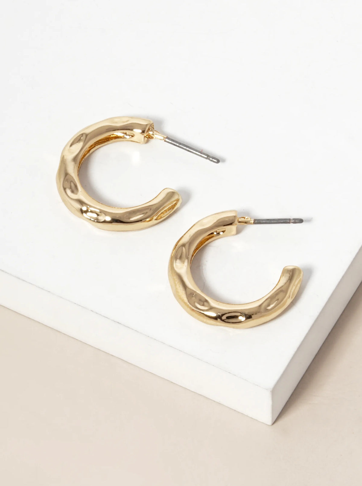 Hammered Metal 20mm Open Hoop Earrings