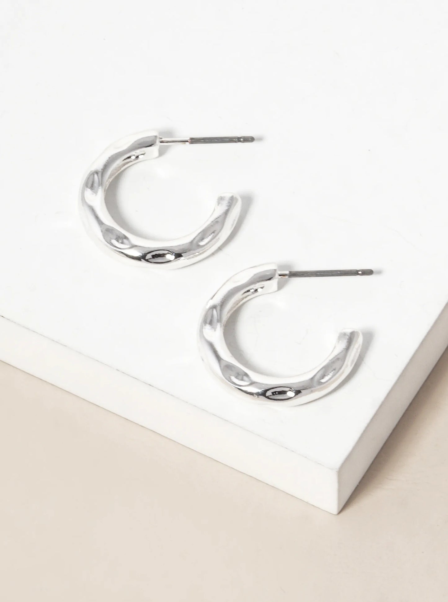 Hammered Metal 20mm Open Hoop Earrings