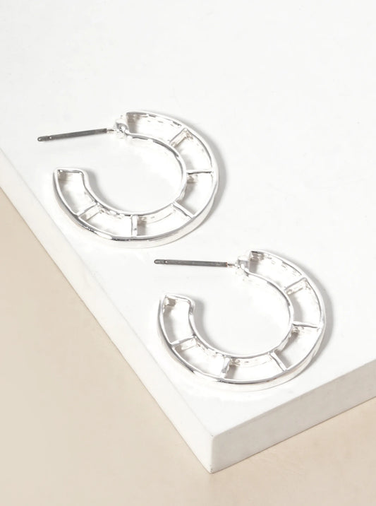 Hammered Metal 25mm Lightweight Open Hoop Earrings