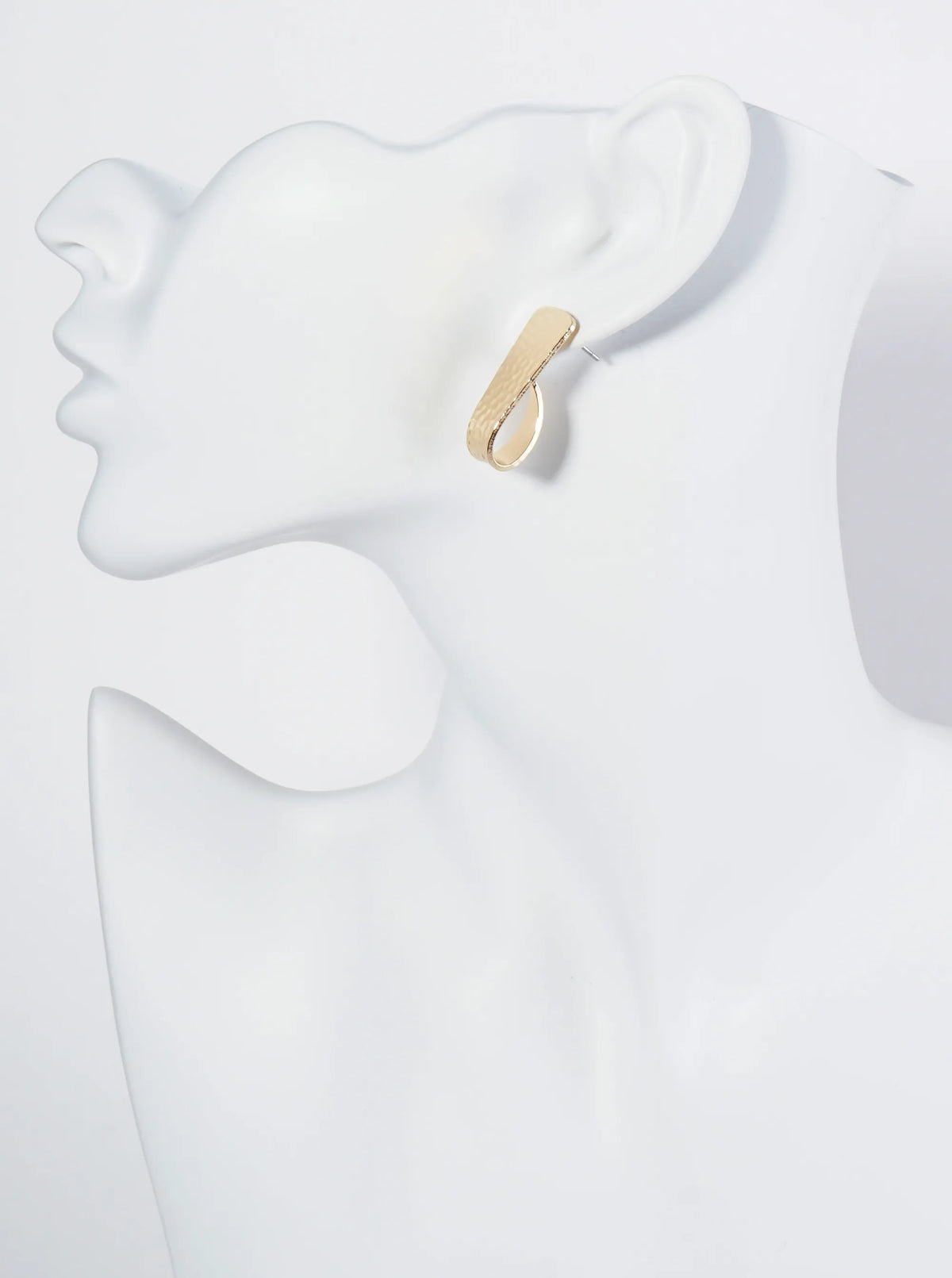 Hammered Metal 28mm Curved Bar Stud Earrings