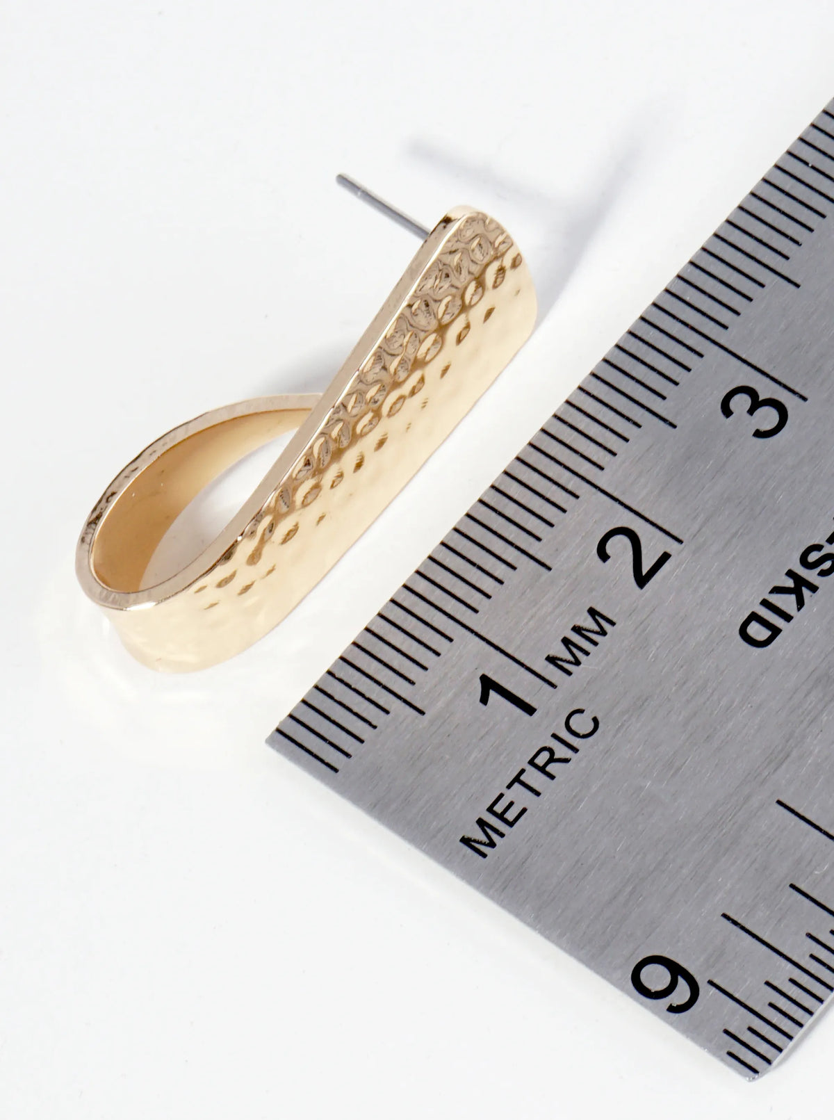Hammered Metal 28mm Curved Bar Stud Earrings