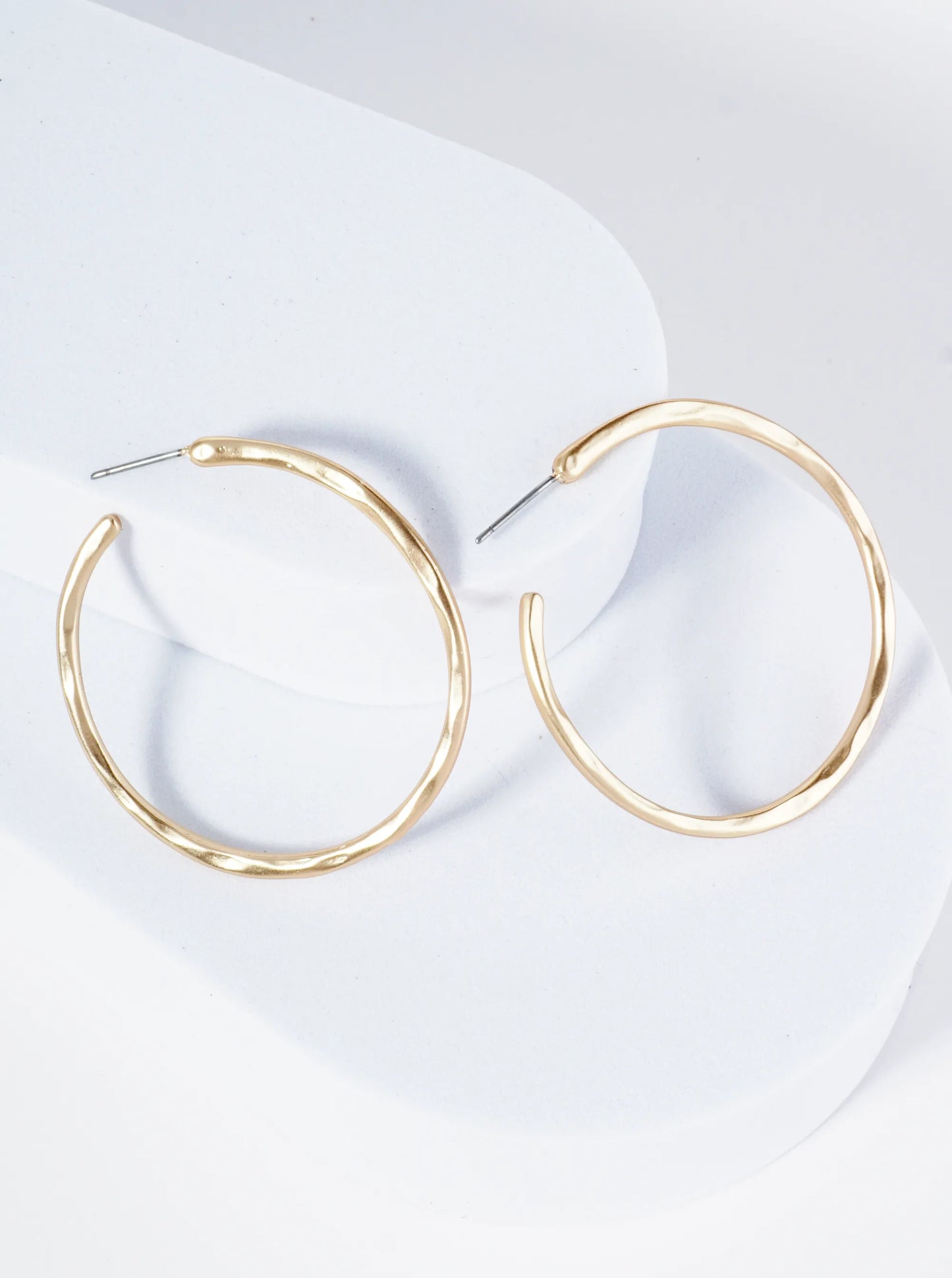 Hammered Metal 45mm Open Hoop Earrings