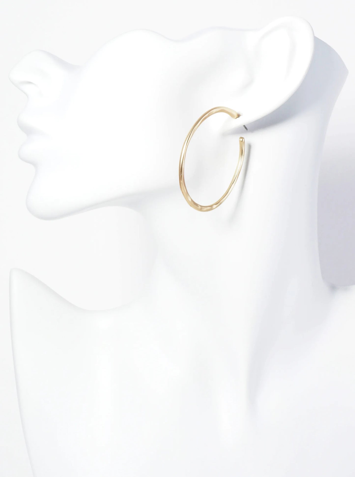 Hammered Metal 45mm Open Hoop Earrings
