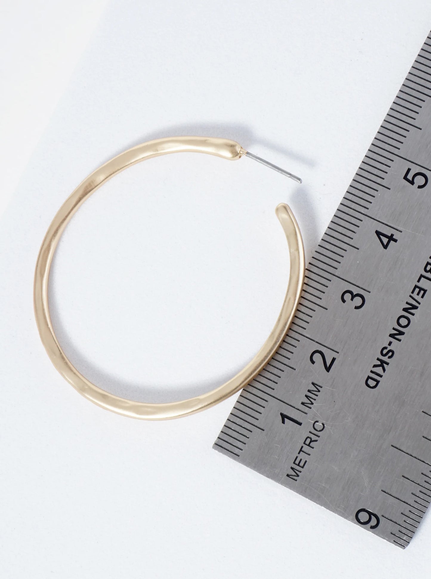 Hammered Metal 45mm Open Hoop Earrings