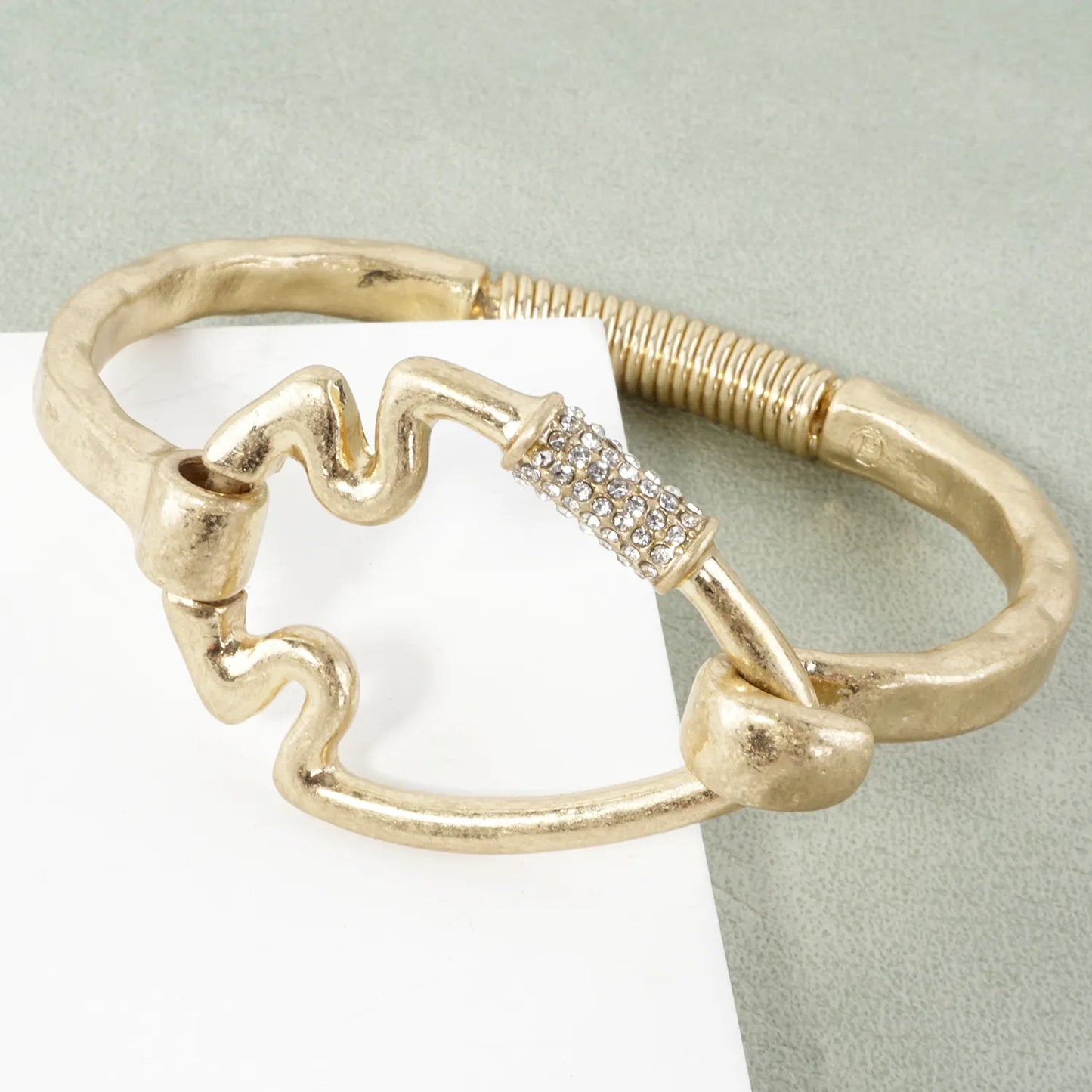 Hammered Metal Arrow Carabiner Hook Hinge Bracelet