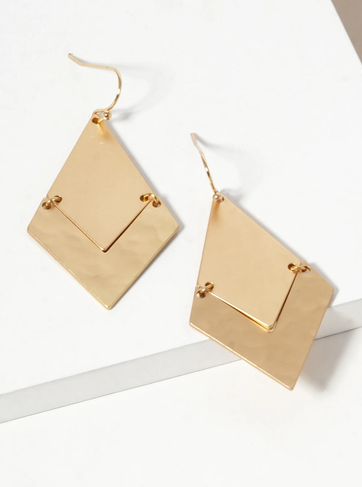 Hammered Metal Chevron Dangle Drop Earrings