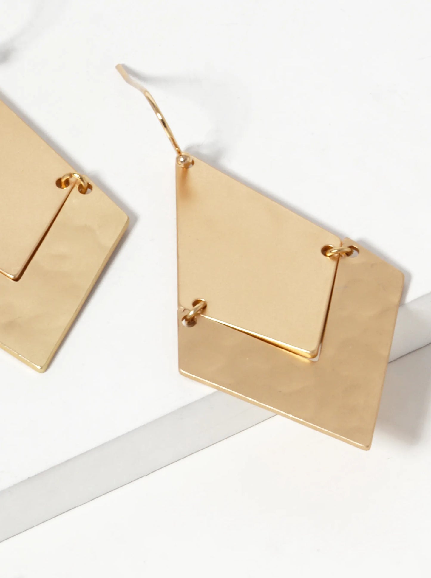 Hammered Metal Chevron Dangle Drop Earrings