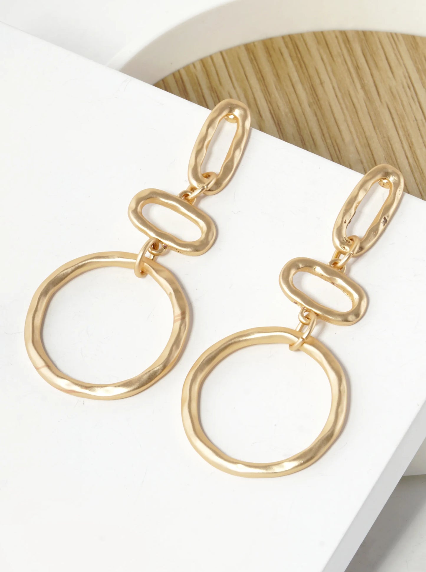 Hammered Metal Circle Drop Geometric Dangle Earrings