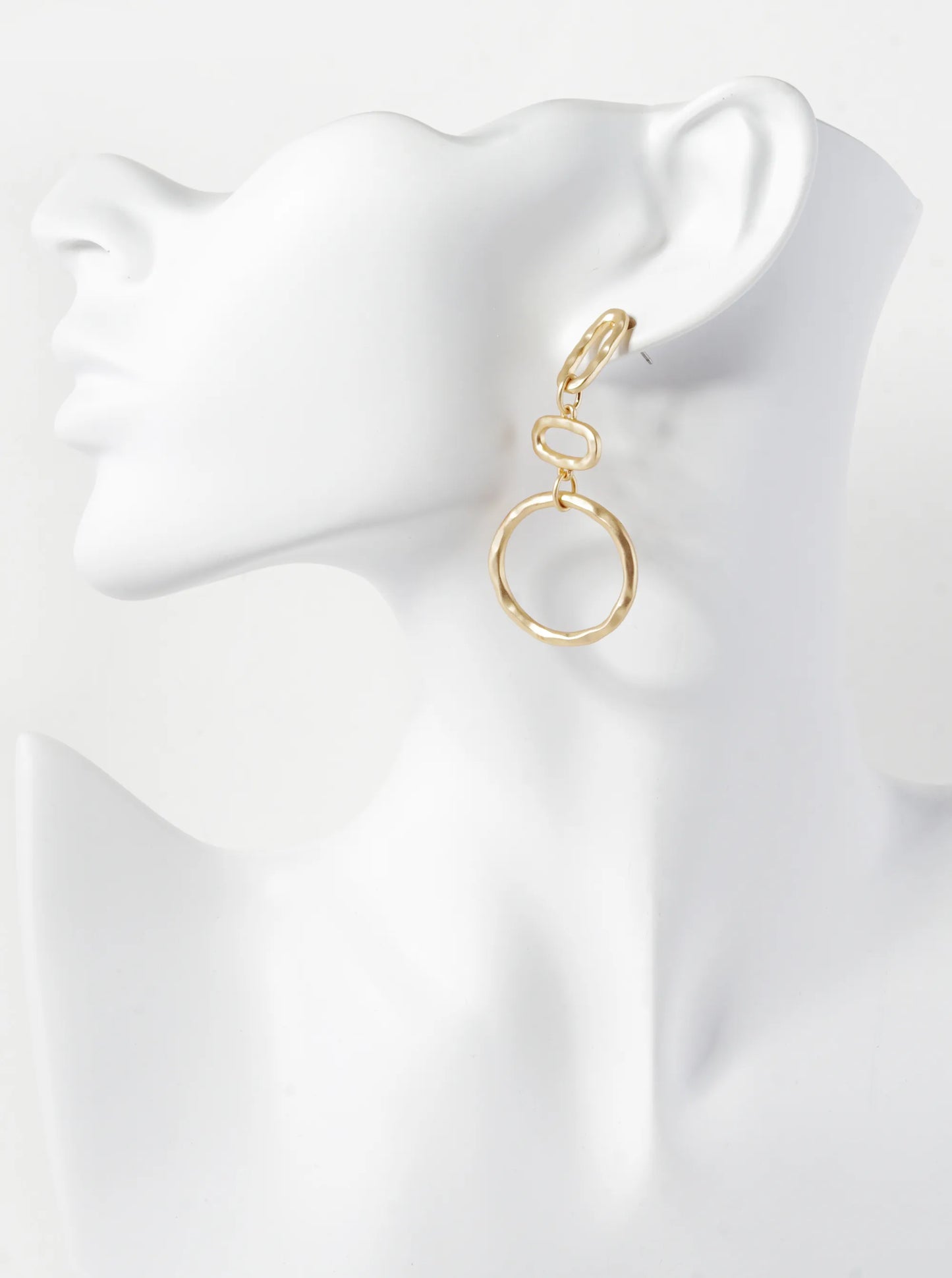 Hammered Metal Circle Drop Geometric Dangle Earrings