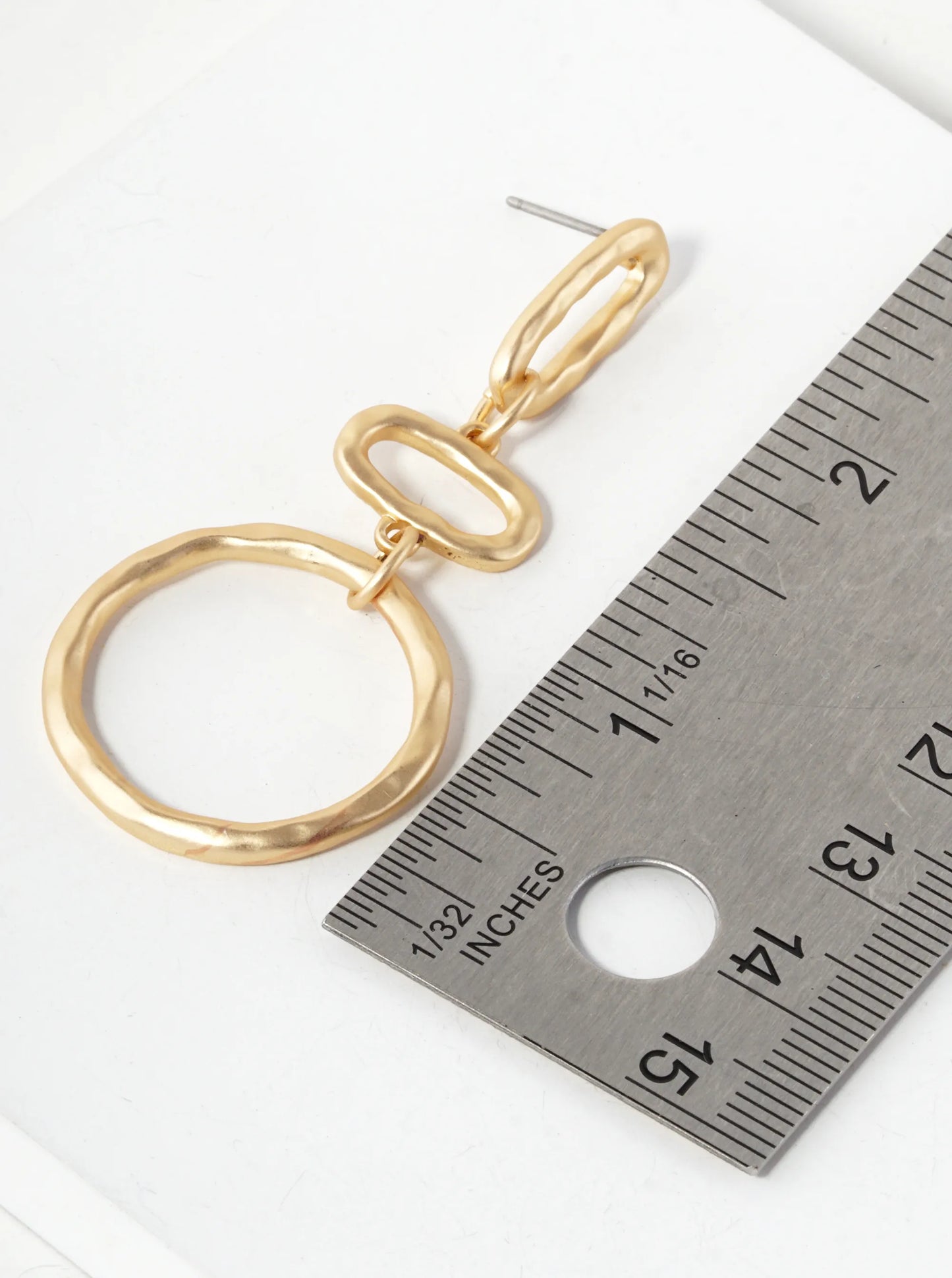 Hammered Metal Circle Drop Geometric Dangle Earrings