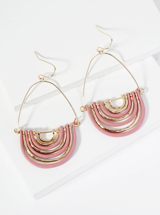 Hammered Metal Color Coated Geometric Teardrop Dangle Earrings