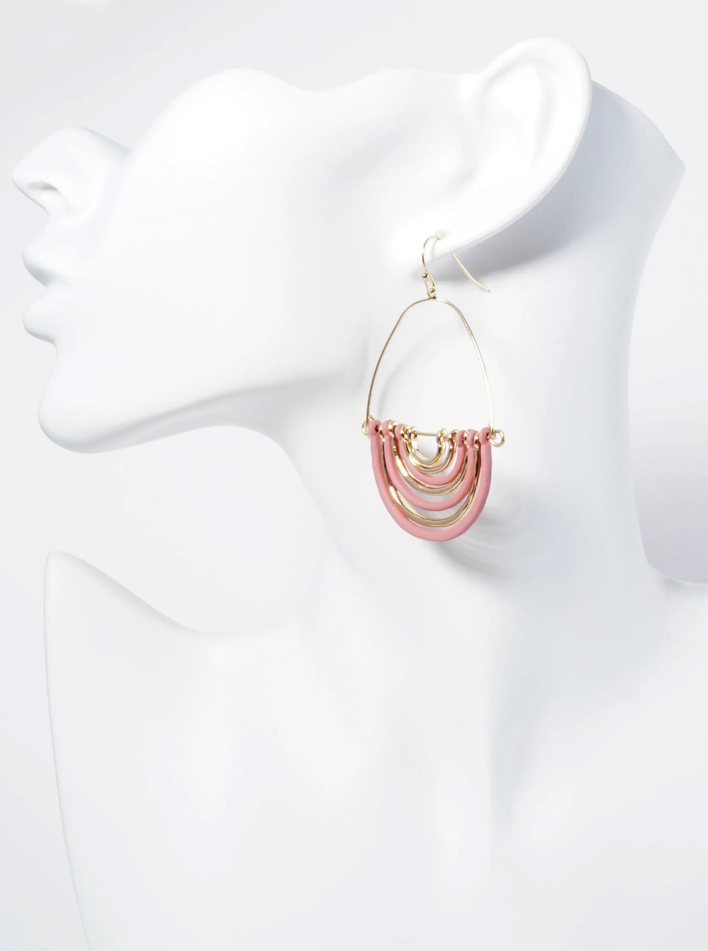 Hammered Metal Color Coated Geometric Teardrop Dangle Earrings