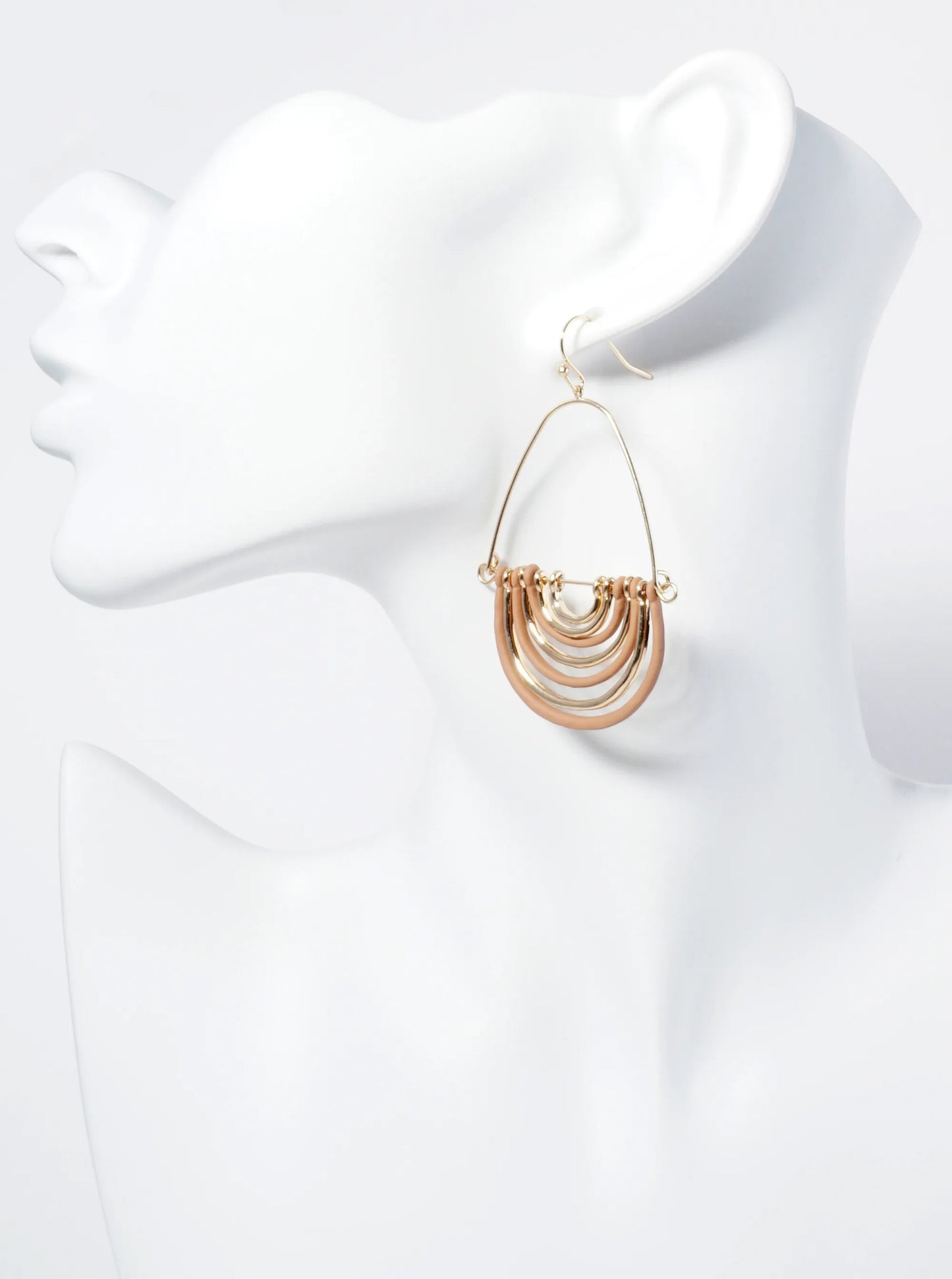 Hammered Metal Color Coated Geometric Teardrop Dangle Earrings