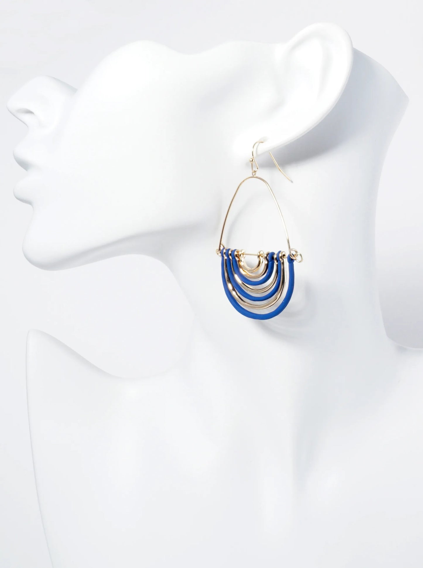 Hammered Metal Color Coated Geometric Teardrop Dangle Earrings