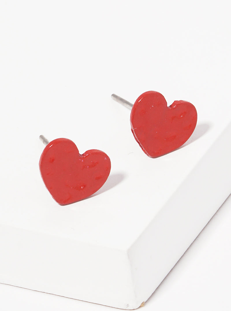 Hammered Metal Dainty Heart Stud Earrings