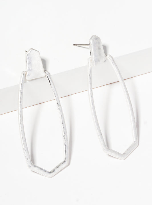 Hammered Metal Door Knocker Post Drop Earrings