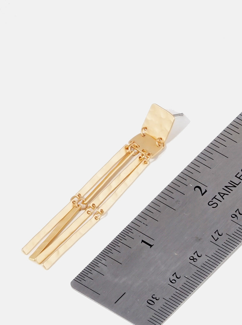 Hammered Metal Geometric Bar Drop Dangle Earrings