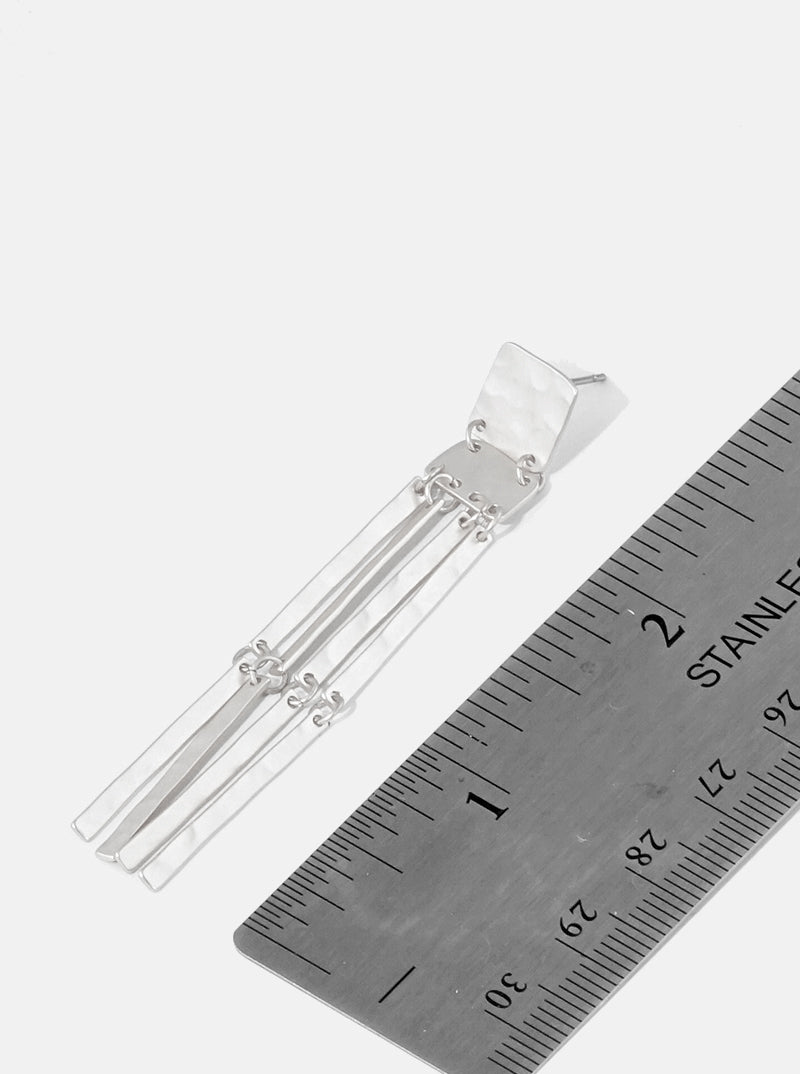 Hammered Metal Geometric Bar Drop Dangle Earrings