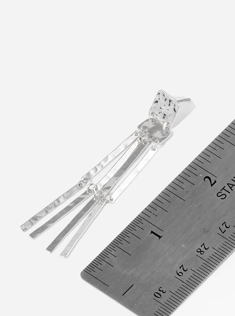 Hammered Metal Geometric Bar Drop Dangle Earrings