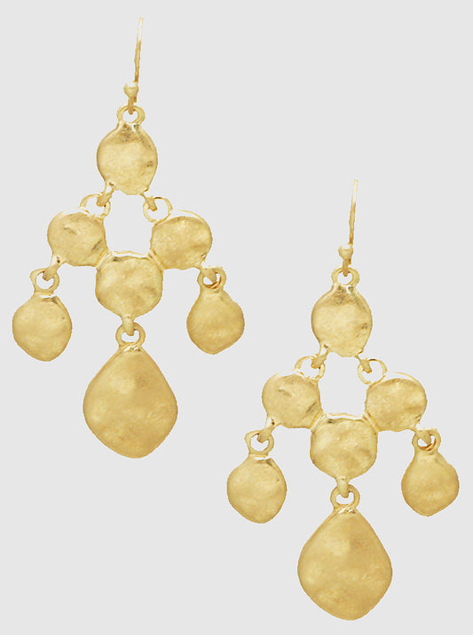Hammered Metal Geometric Chandelier Earrings