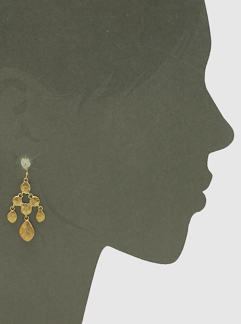 Hammered Metal Geometric Chandelier Earrings