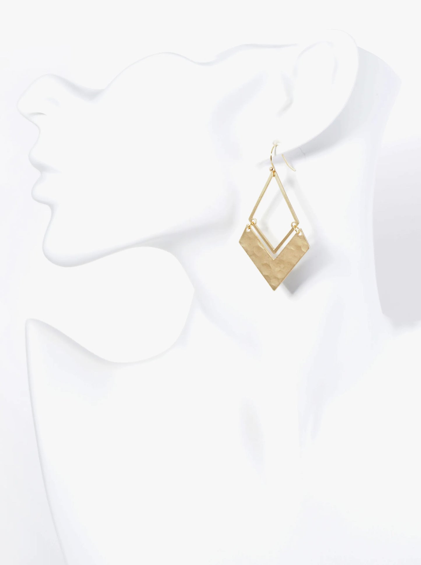 Hammered Metal Geometric Rhombus Dangle Drop Earrings