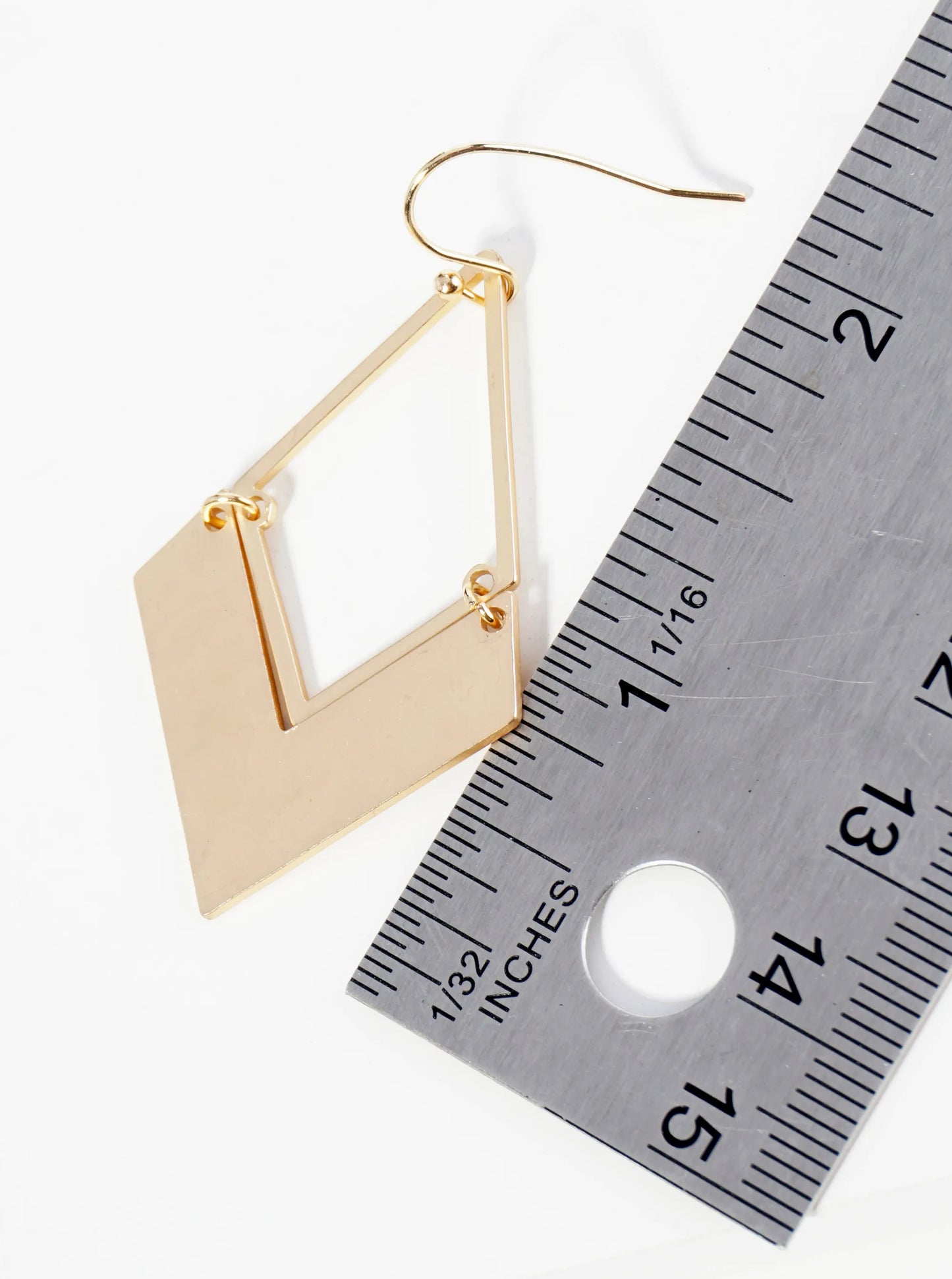 Hammered Metal Geometric Rhombus Dangle Drop Earrings